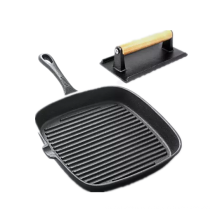 pre-seasoned cast iron square grill pan D23cm